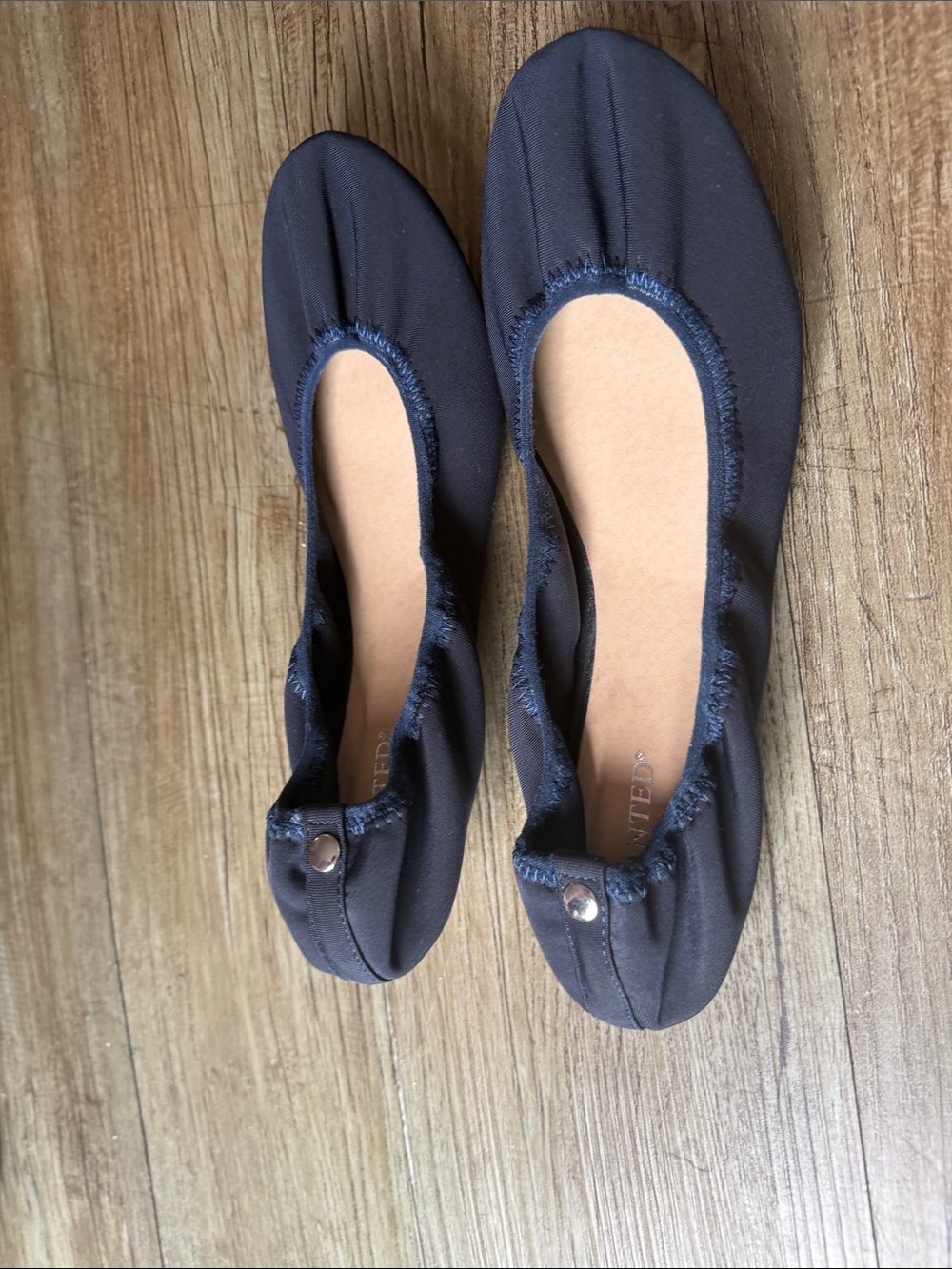 Wanted Navy Blue Women's Ballet Flats with Gathered Elastic Topline flats size 8 - Picture 3 of 6